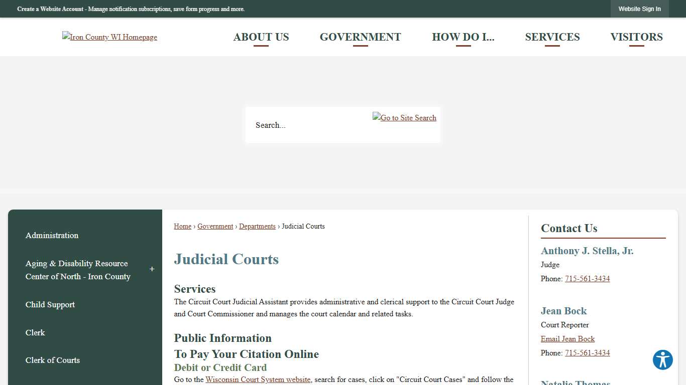 Judicial Courts Iron County, WI